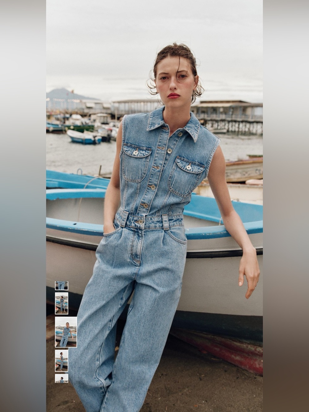 Light Blue Denim Sleeveless Overalls Jumpsuit - Women
